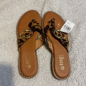 Rouge Helium Leopard Print Sandals - Brown